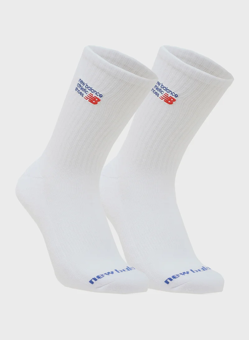 نيو بالانس 2 Pack Embroidery Graphic Crew Socks