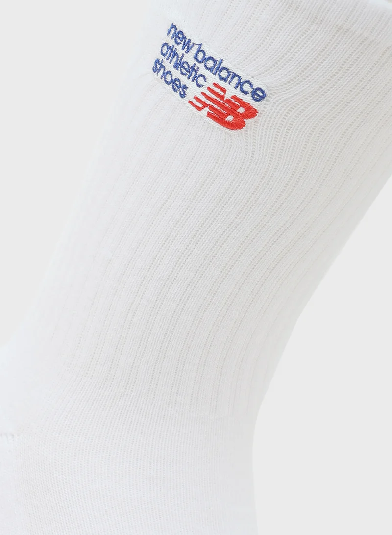 New Balance 2 Pack Embroidery Graphic Crew Socks