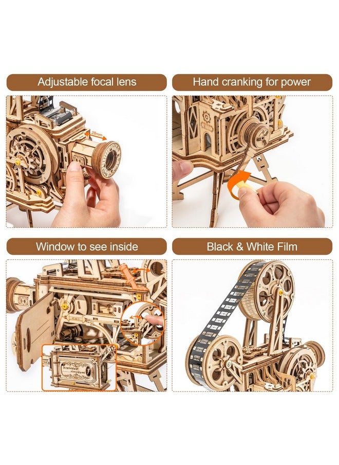 RoWood 3D Puzzle For Adults, Diy Wooden Model Kit For Adults To Build, Handheld Film Mechanical Gear Building Set, Birthday Vitascope Projector  - Image 3