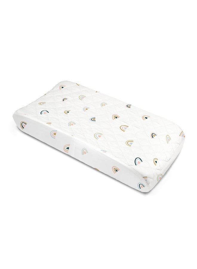 Makemake Organics Organic Changing Pad Cover GOTS Certified Organic Cotton Changing Table Cover Non Toxic Quilted Ultra Soft Girls Boys Neutral Nursery (16"x33", Rainbow) - Image 4
