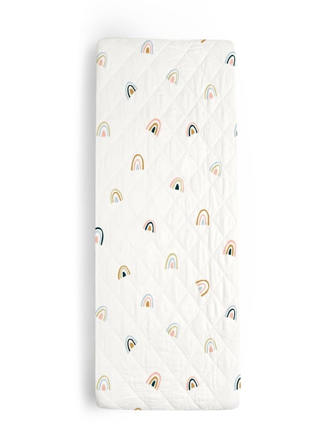 Makemake Organics Organic Changing Pad Cover GOTS Certified Organic Cotton Changing Table Cover Non Toxic Quilted Ultra Soft Girls Boys Neutral Nursery (16"x33", Rainbow) - Image 1