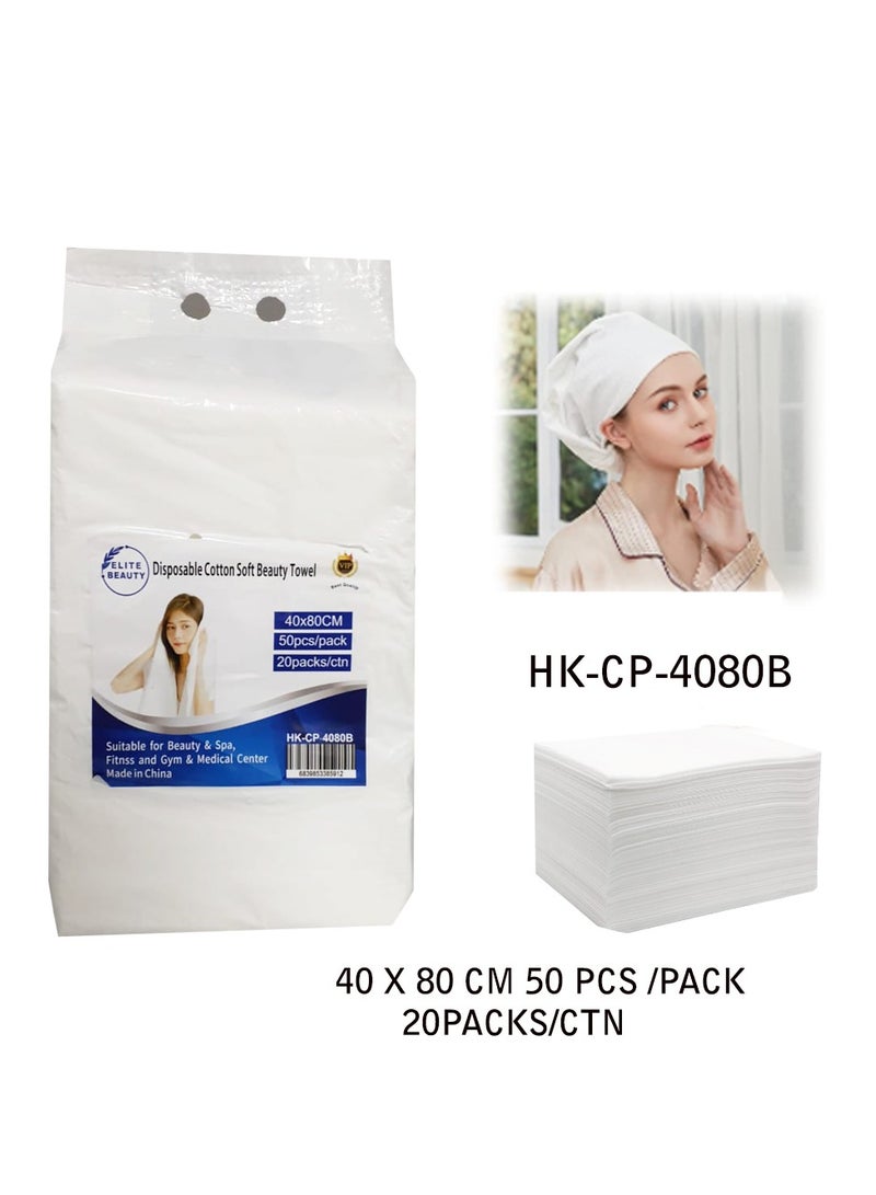 Elite Beauty towel Disposable Cotton soft  40 X 80 CM 50 PCS /PACK 20PACKS/CTN HK-CP-4080B - Image 1