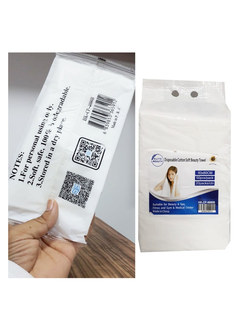 Elite Beauty towel Disposable Cotton soft  40 X 80 CM 50 PCS /PACK 20PACKS/CTN HK-CP-4080B - Image 4