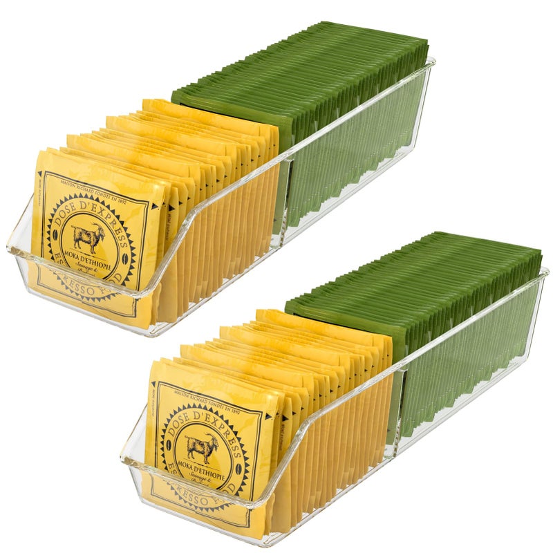 MaxGear Tea Bag Organizer Clear Plastic Tea Bag Storage Holder for Pantry, Kitchen, Cabinet, Countertop, 2 Pack - Image 1