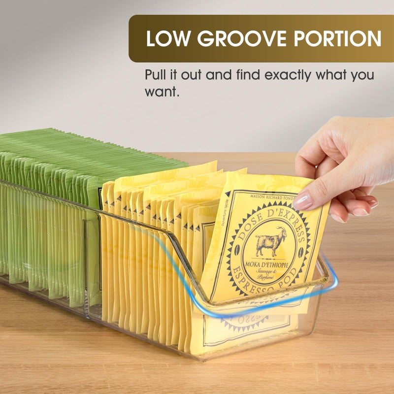 MaxGear Tea Bag Organizer Clear Plastic Tea Bag Storage Holder for Pantry, Kitchen, Cabinet, Countertop, 2 Pack - Image 3
