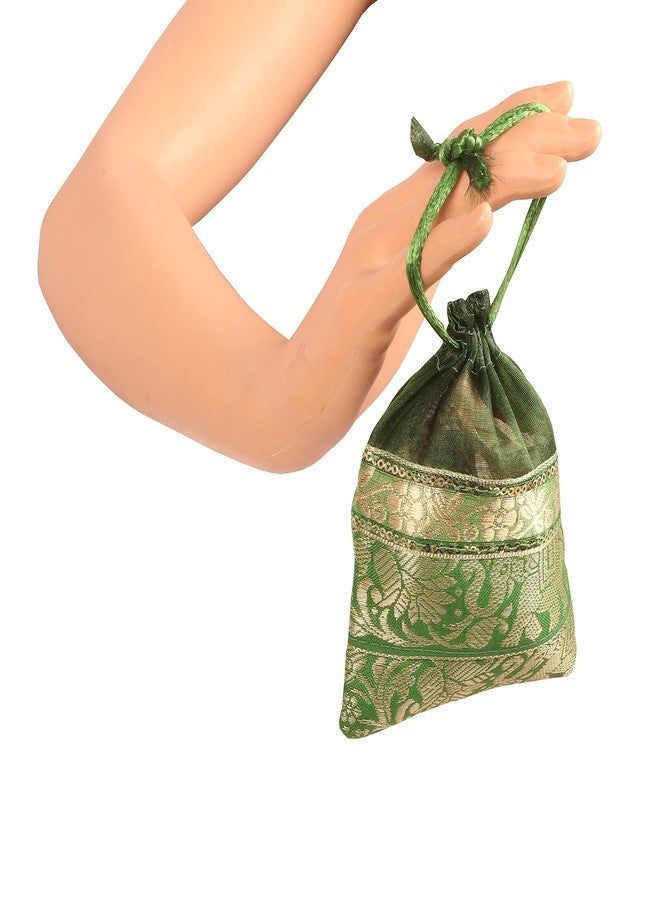 تتش ستون حقائب برباط من تاتشستون، مصنوعة يدوياً على الطريقة الهندية التقليدية من قماش البروكار بنقشة الفيل. مثالية للهدايا والمجوهرات وحفلات الزفاف وتوزيع الحلويات. طقم مكون من 9 حقائب صغيرة متعددة الألوان زاهية. - Image 3