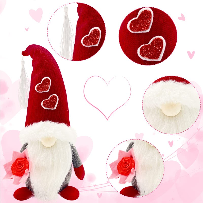 Teeker Valentines Day Decor - Valentines Day Decorations - Red Valentine Love Gnomes Decorations for Home, Office - Valentine's Gifts for Her, Wife, Women - Romantic Anniversary Vday Wedding Gift - Image 4