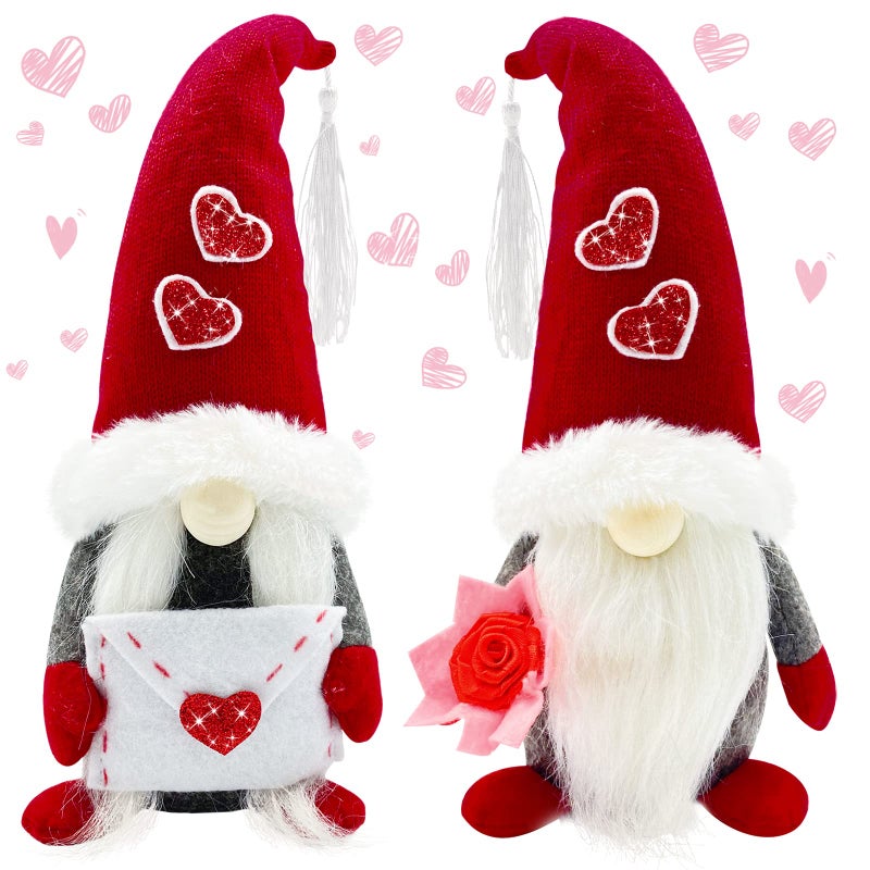 Teeker Valentines Day Decor - Valentines Day Decorations - Red Valentine Love Gnomes Decorations for Home, Office - Valentine's Gifts for Her, Wife, Women - Romantic Anniversary Vday Wedding Gift - Image 1