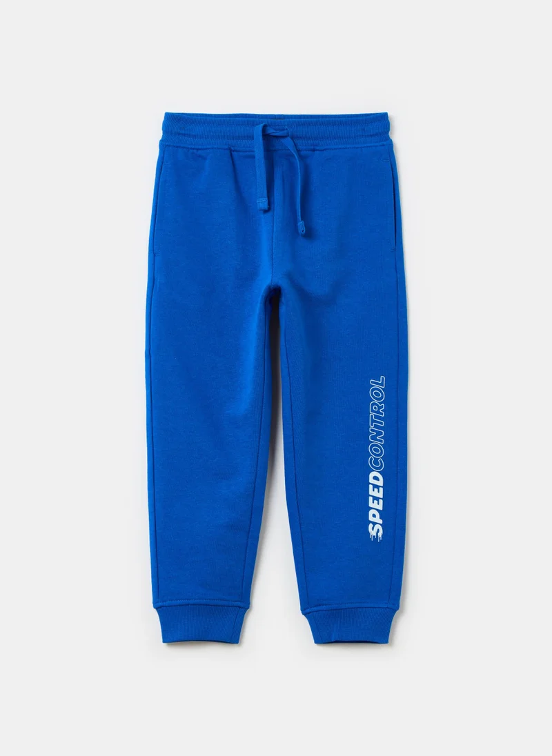 او في اس Fleece joggers with drawstring and print