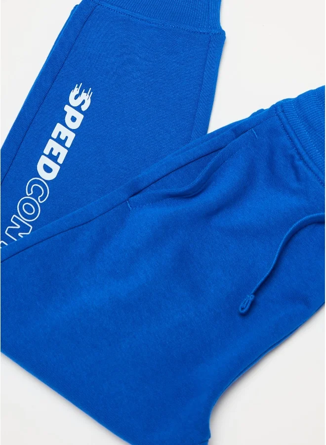 او في اس Fleece joggers with drawstring and print