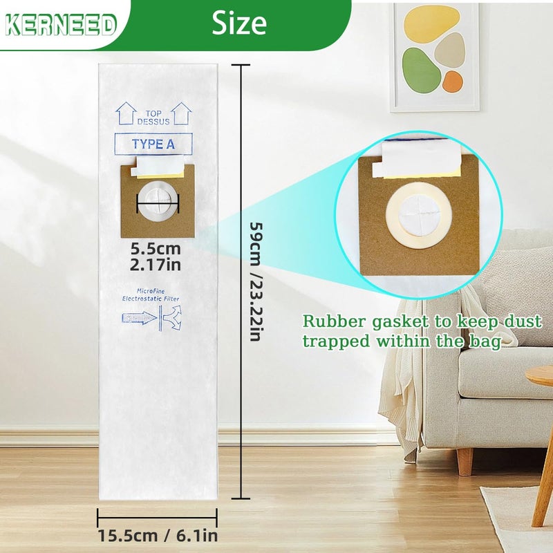 Kerneed 12 Pack Type A Vacuum Bags Replacement for Hoover Convertible, Decade 80, Concept One, Concept Two Upright Vacuum Cleaners, Replace Part 4010001A, 4010100A, 4010324A - Image 3