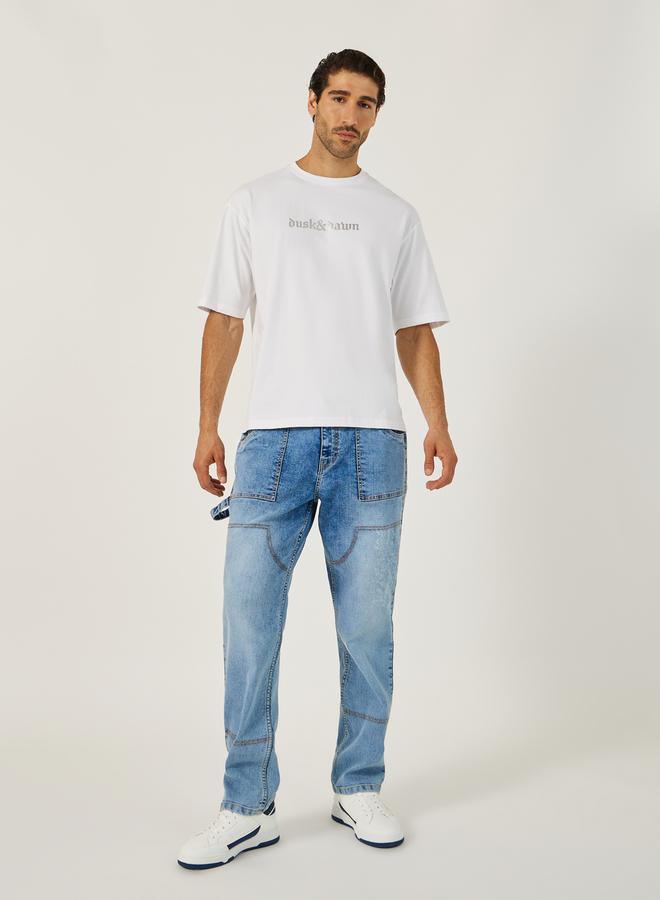 ستايلي تيشيرت بطباعة جرافيك فضي مقاس كبير - Image 3