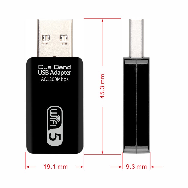 Dual Band Wireless Adapter With 2.4G 5G WiFi Network Card AC1200Mbps USB3.0 Host Interface Multicolor 12.50x2.00x10.00cm - Image 1