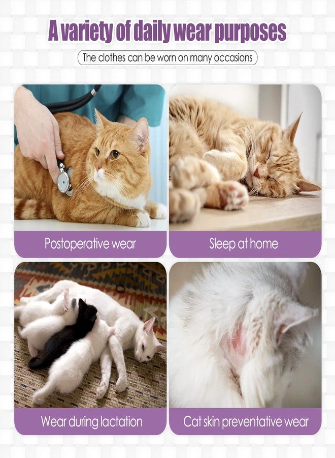 JOHNBOLIN Cat Surgery Recovery Suit - E-Collar Alternative Anti-Licking Spay/Neuter Bodysuit, Soft Pet Surgical Pajamas for Cats, Abdominal Wound Onesie (Purple, Small) - Image 5