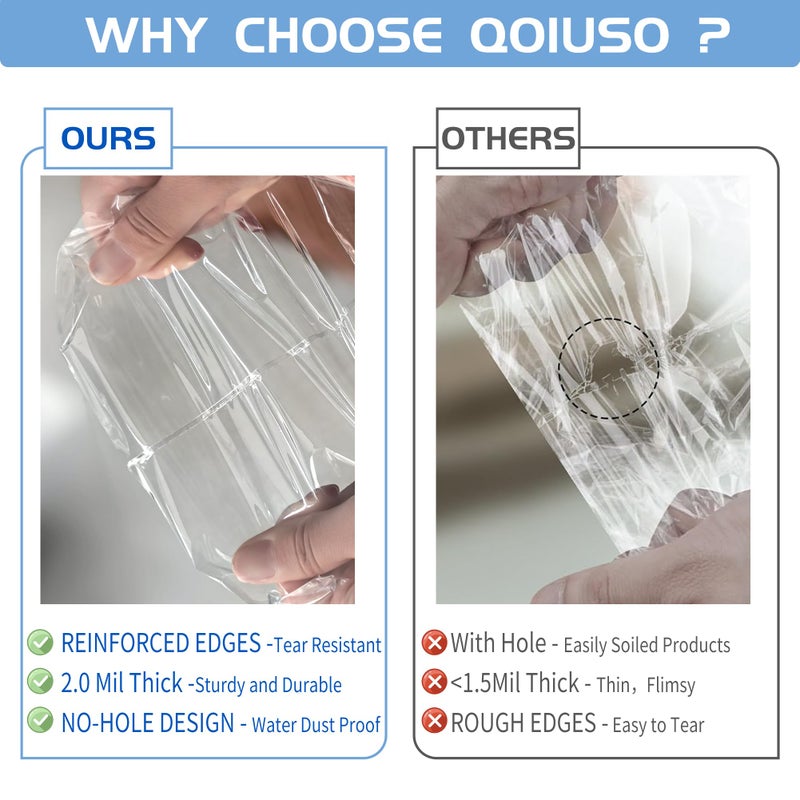QOIUSO 9x11 Inch Self-Sealing Clear Plastic Shipping Bags for Clothes, 100 Pack OPP Poly Cellophane Packaging Bags with Reinforced Edges for Small Business Garment Storage & Mailing - Image 4