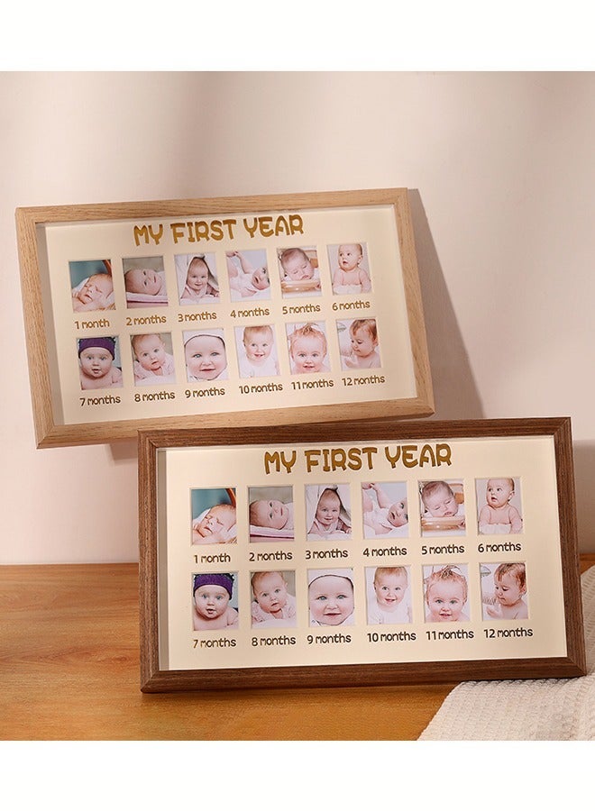 LABNNA My First Year Baby Picture Frame - 12 Month Milestone Collage Keepsake for Newborn to One Year, Gender Neutral Nursery Wall Decor New Mom Gift Baby Shower and Album Gifts - Image 4