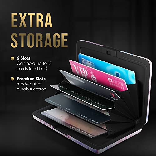 TopMost Aluminum Wallet, Card Case Wallet, Metal RFID Credit Card Holder for Men & Women, 6 Cotton Slots for 12 Cards And Bills, Rfd Protective (Marble Texture) - Image 4