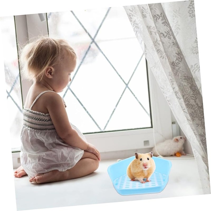 صندوق فضلات أزرق صغير للحيوانات الأليفة، مرحاض مدرب للتبول لشنشيلا وخنزير غينيا والهامستر والأرنب والجرذ - Image 5