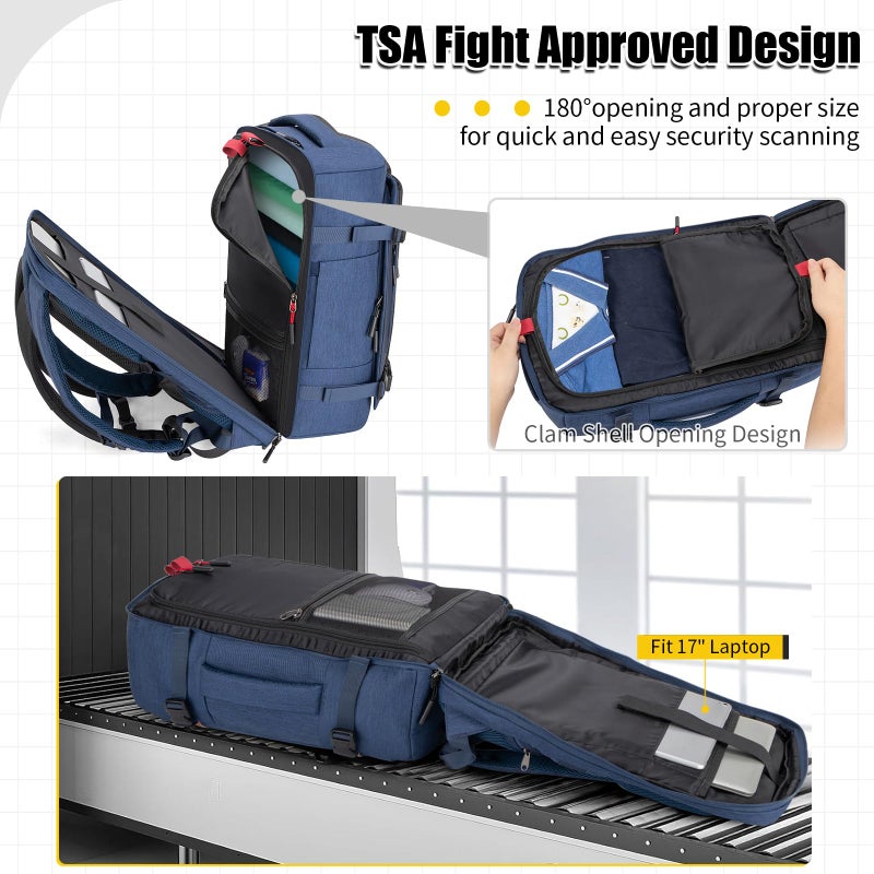 Velaybor 42L Travel Backpack with 4 Packing Cubes, TSA Friendly Flight Approved Carry-On Bag, Water-Resistant Weekender Business Backpack for Men Women, Fits 17.3" Laptop - Image 5