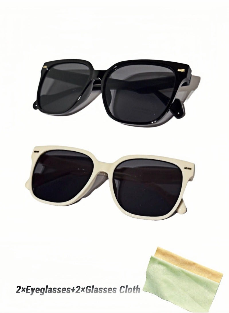 ARUWA 2 Pcs Anti Eyestrain Eyewear, UV & Anti Glare for Outdoor Anti Eyestrain Eyewear for Women Men (Black/White) - Image 2