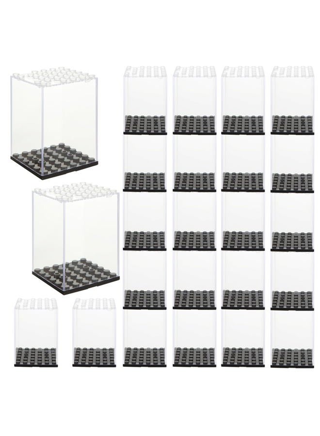 MUXHEL 24 Pcs Minifigure Display Case, Acrylic Small Action Figure Toys Storage Case, 2.7”×1.9”×1.9” Stackable Building Block Display Case for Minifigure, Action Figures - Image 1