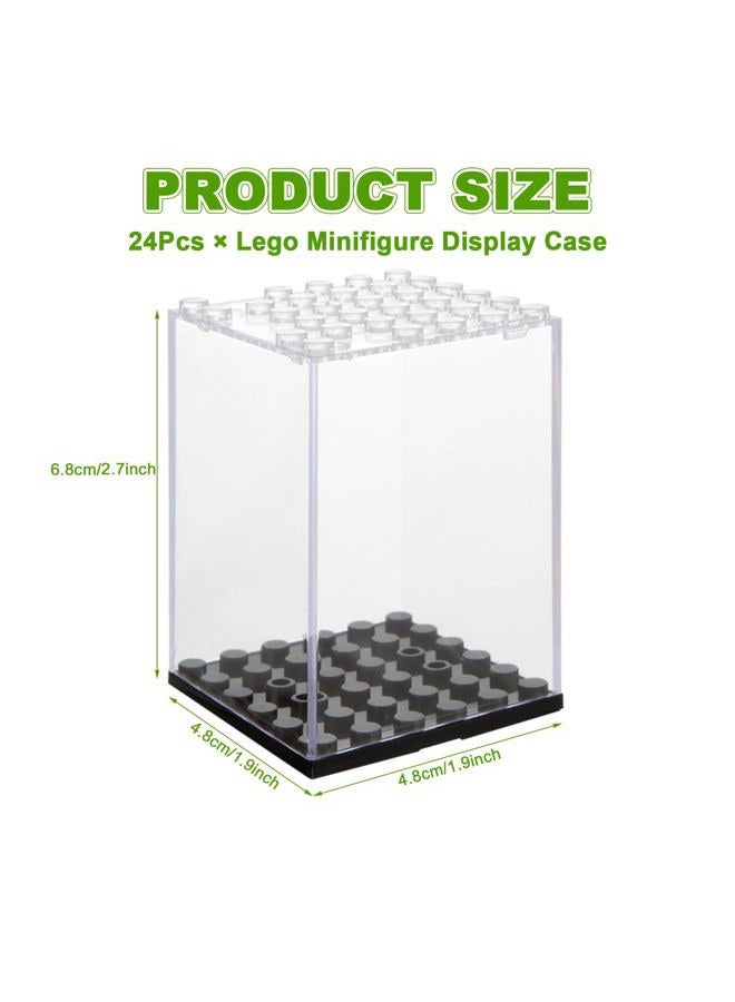 MUXHEL 24 Pcs Minifigure Display Case, Acrylic Small Action Figure Toys Storage Case, 2.7”×1.9”×1.9” Stackable Building Block Display Case for Minifigure, Action Figures - Image 2