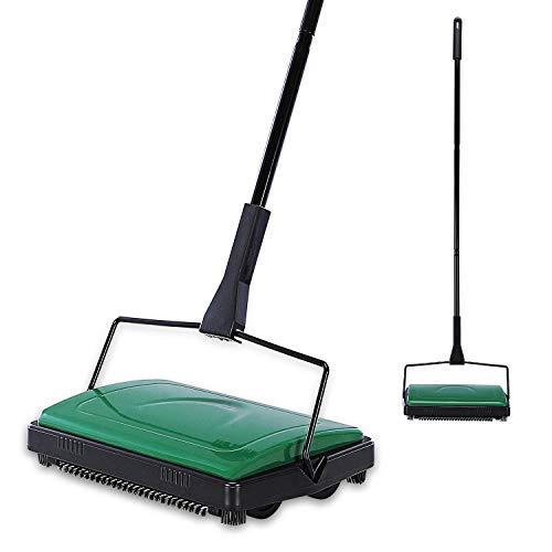 Yocada Carpet Sweeper Cleaner for Home Office Low Carpets Rugs Undercoat Carpets Pet Hair Dust Scraps Paper Small Rubbish Cleaning with a Brush Green - Image 1