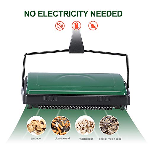 Yocada Carpet Sweeper Cleaner for Home Office Low Carpets Rugs Undercoat Carpets Pet Hair Dust Scraps Paper Small Rubbish Cleaning with a Brush Green - Image 2
