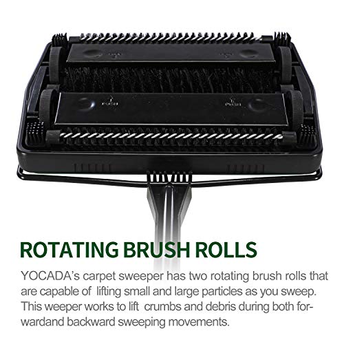 Yocada Carpet Sweeper Cleaner for Home Office Low Carpets Rugs Undercoat Carpets Pet Hair Dust Scraps Paper Small Rubbish Cleaning with a Brush Green - Image 5