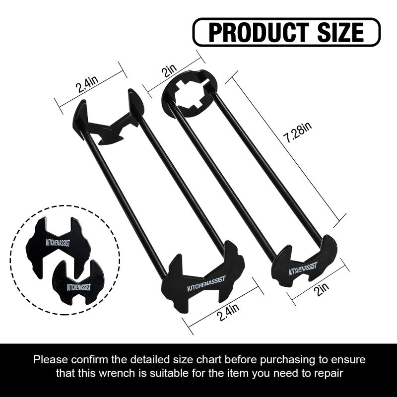 KITCHENASSIST 2pcs Basin Wrench Multifunctional Sink Wrench 7 Sizes Faucet Tool Four-jaw Hex Spanner Universal Plumbers Tool for Tight Spaces Kitchen Bathroom Home - Image 2