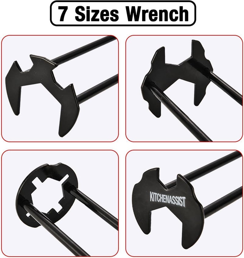 KITCHENASSIST 2pcs Basin Wrench Multifunctional Sink Wrench 7 Sizes Faucet Tool Four-jaw Hex Spanner Universal Plumbers Tool for Tight Spaces Kitchen Bathroom Home - Image 4