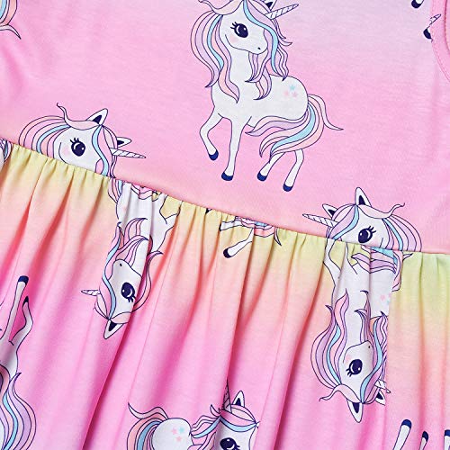 QPANCY Rainbow Unicorn Dresses Little Girls 6 7 Kid Summer Swing Hawaiian Beach Clothes - Image 4