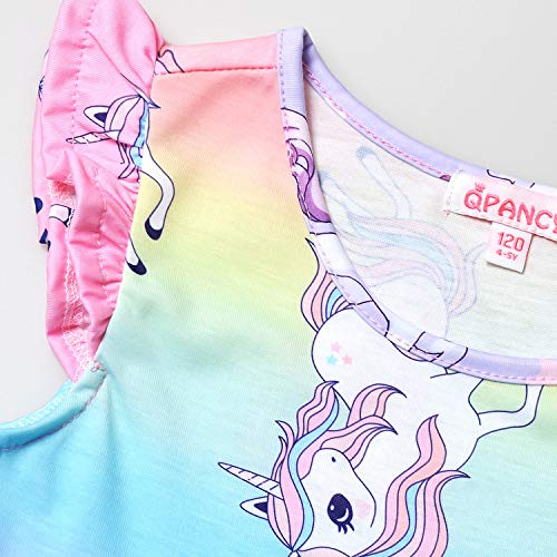 QPANCY Rainbow Unicorn Dresses Little Girls 6 7 Kid Summer Swing Hawaiian Beach Clothes - Image 3