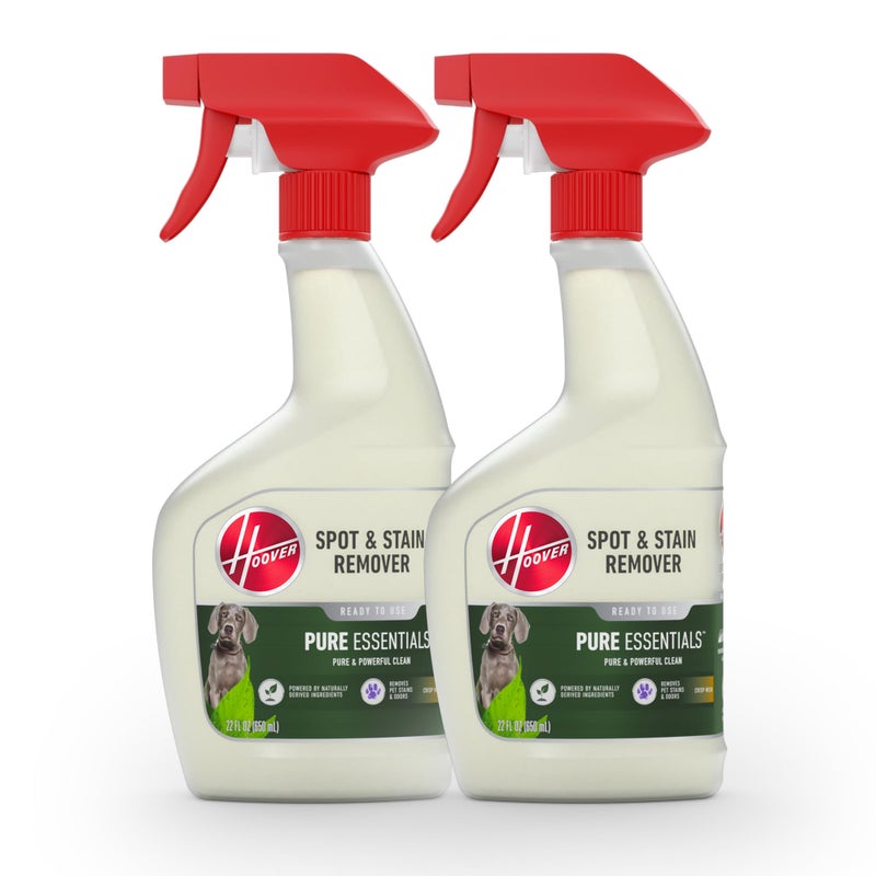HOOVER Hoover Pure Essentials Pre-Treat Spot and Stain Remover Spray, 22 oz., 2 Pack, Natural Plant Based Formula, Full Strength Carpet Cleaner Spray, Pair with Hoover Carpet or Spot Cleaner  - Image 1