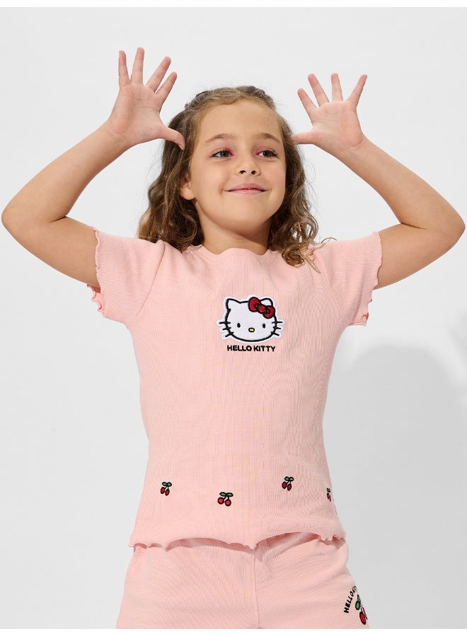 The Souled Store Hello Kitty: Cheery T-Shirt & Shorts Set for Kids - Image 1