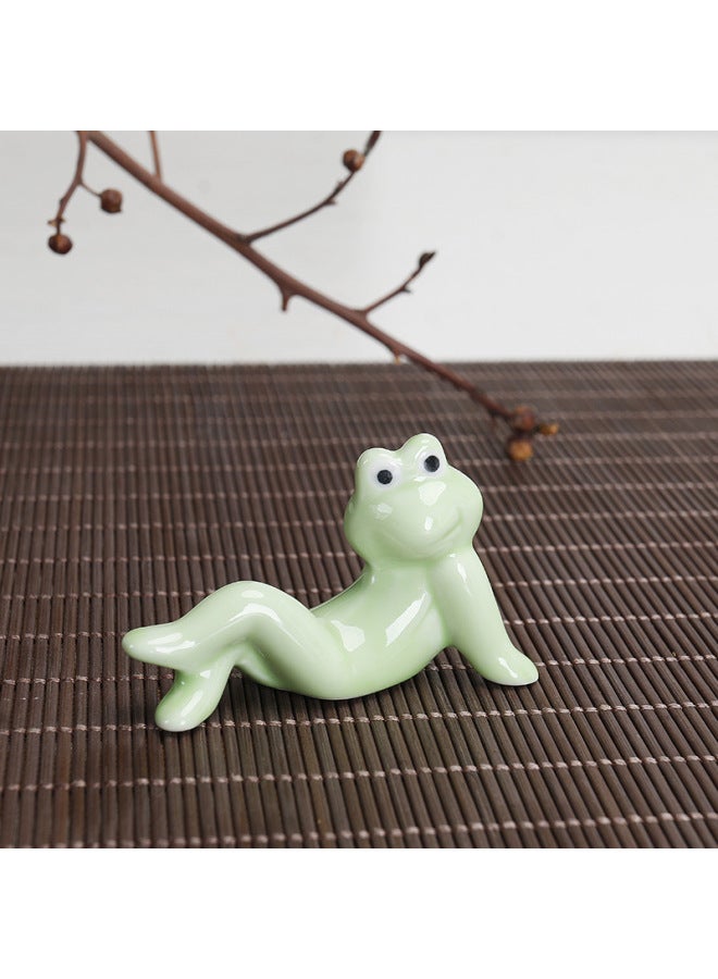 Ceramic Ornaments Frog Chopsticks Frame Ceramic Tableware Chopsticks Super Cute Japanese/Korean Pen Holder/pen Holder K-017-Color:Lying Frog  - Image 5