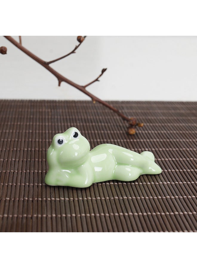 Ceramic Ornaments Frog Chopsticks Frame Ceramic Tableware Chopsticks Super Cute Japanese/Korean Pen Holder/pen Holder K-017-Color:Lying Frog  - Image 4
