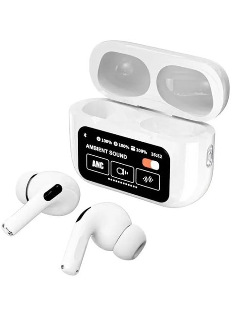 ايربودز تعمل باللمس و شاشه تحكم وعرض   وبها خاصيه الغاء الضوضاء