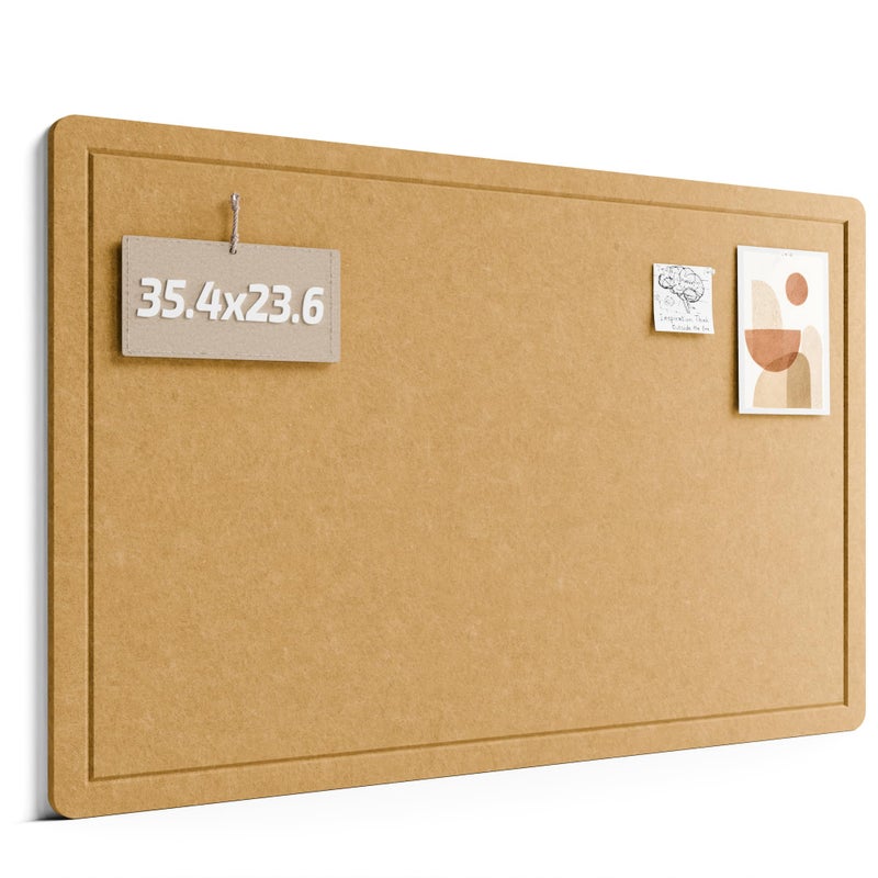 Fluxynara Bulletin Board,35.4" x 23.6" Cork Board Alternative with 12 Safe Removable Adhesive Tabs, Foldable Felt Pin Board for Home Office, Classroom, Bedroom,Entryway for Wallsâ€” Mustard Yellow - Image 1