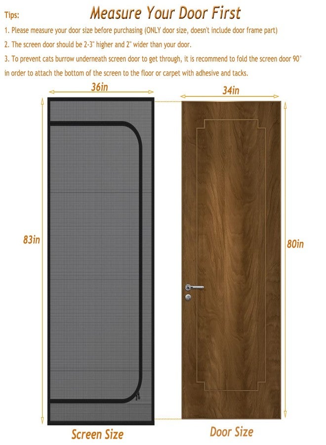 DOOREASY Pet Screen Door, Upgraded Cat Resistant Mesh Screen to Stop Cats Running Out, Easy Install Pet Door Mesh with Zipper Closure for Doorways Bedroom Kitchen Patio (Fits Doors Up to 34"x80") - Image 2