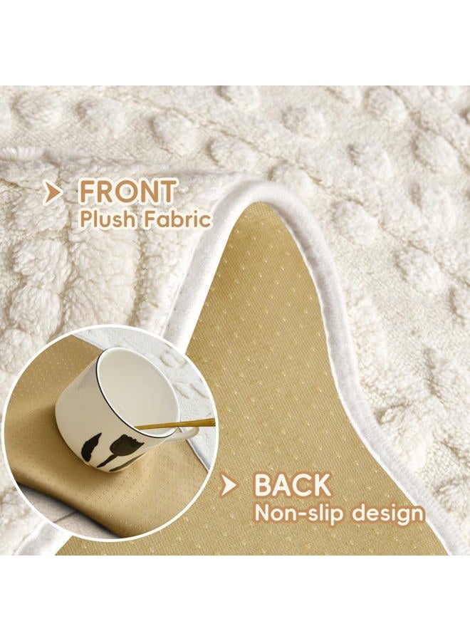 Arfntevss Couch Cover for Dogs Boho Plush Washable Sofa Covers for 3 Cushion Couch Pet Friendly Fuzzy Slipcovers 3 Seat Anti-Slip Sectional Furniture Protector (Plush Vines Cream White, 35.5" x 71") - Image 4