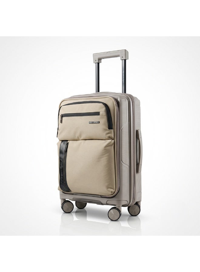 Eagle Express Cruiser Elite 20 Inch Cabin Luggage Khaki, PP Hard Shell Carry On Trolley Suitcase with Lightweight Travel Design, Durable Spinner Wheels, Secure Lock System and 2 Year Warranty - Image 1