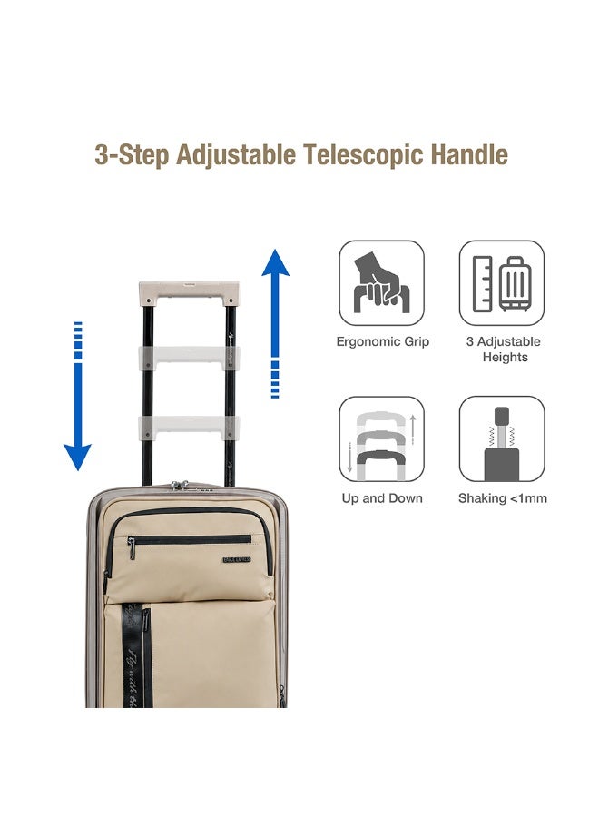 Eagle Express Cruiser Elite 20 Inch Cabin Luggage Khaki, PP Hard Shell Carry On Trolley Suitcase with Lightweight Travel Design, Durable Spinner Wheels, Secure Lock System and 2 Year Warranty - Image 4
