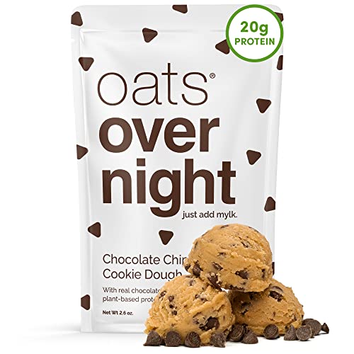 Oats Overnight - Chocolate Chip Cookie Dough - Vegan, 20g Protein, High Fiber Breakfast Shake - Gluten Free, Non GMO Oatmeal (2.6 oz per meal) (8 Pack) - Image 1