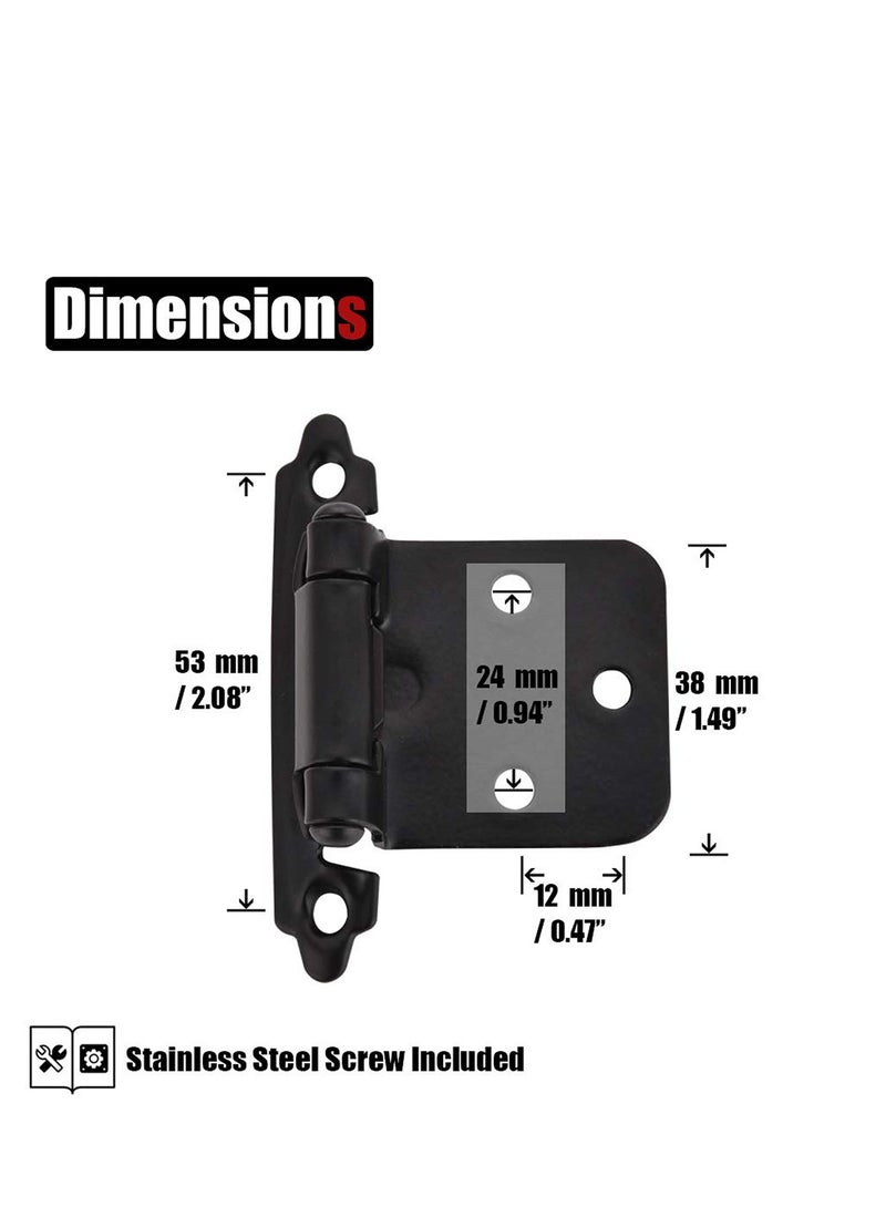 1/2 Inch Overlay Cabinet Door Hinges Flush Cabinet Hinges 2 Pack Matte - Image 2