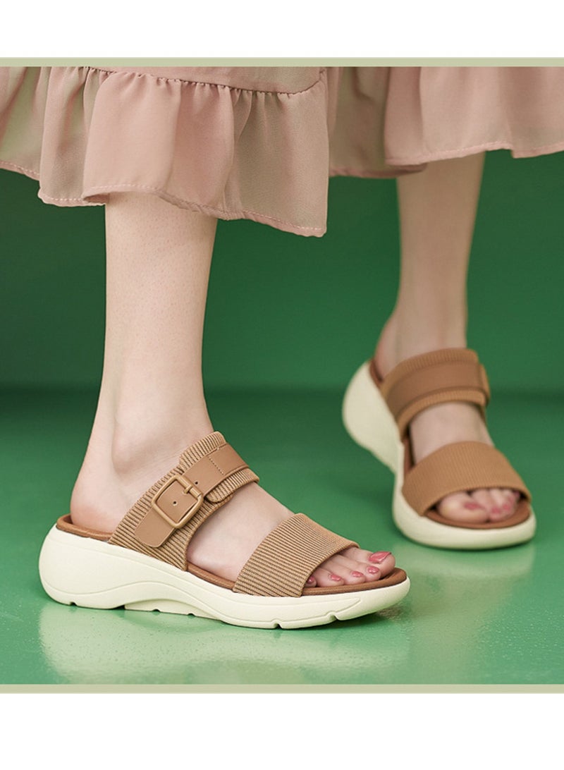 New Platform Lightweight Non-Slip Comfortable Casual Sandals Brown  - Image 3