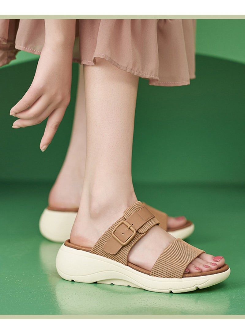 New Platform Lightweight Non-Slip Comfortable Casual Sandals Brown  - Image 2