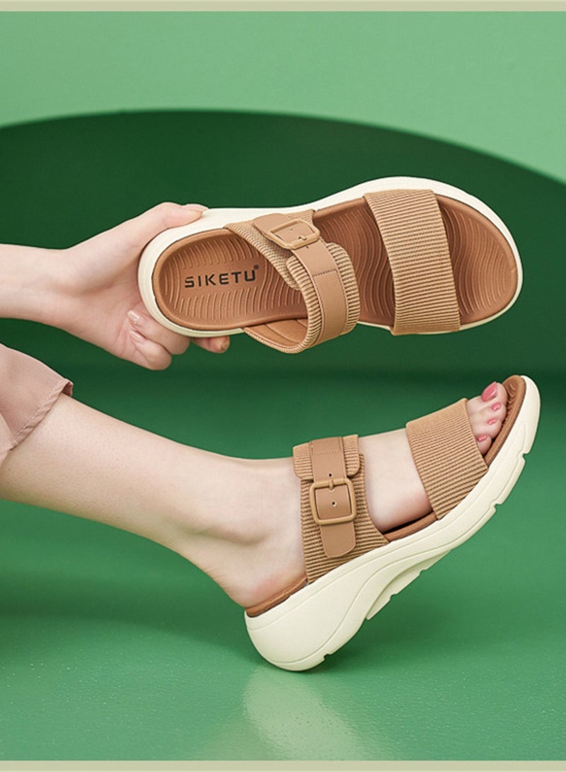 New Platform Lightweight Non-Slip Comfortable Casual Sandals Brown  - Image 1