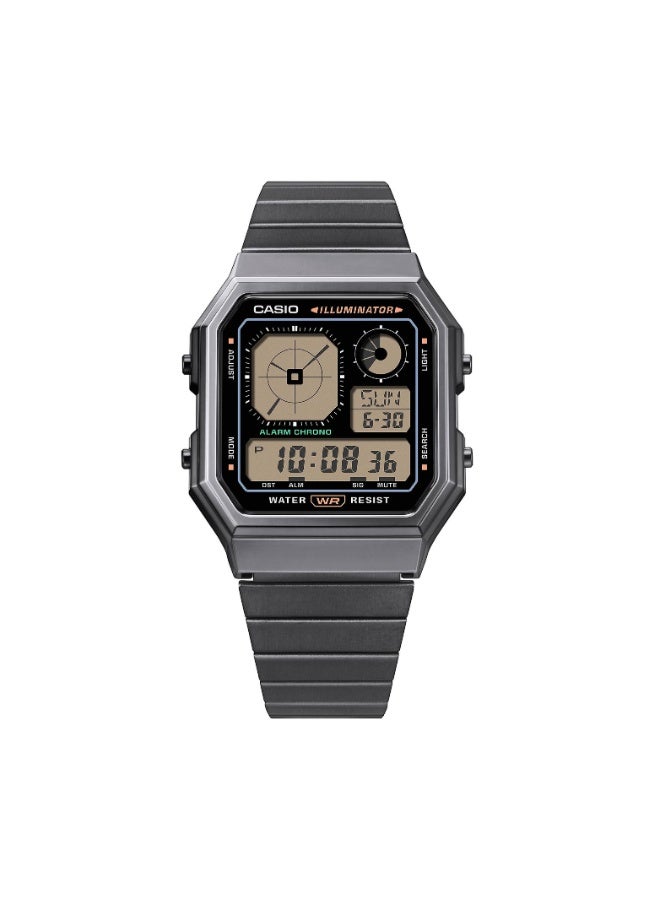 كاسيو ساعة كاسيو رقمية رجالية A130WEGG-1ADF – بقرص أسود، سوار من الفولاذ المقاوم للصدأ، مقاومة للماء - Image 2
