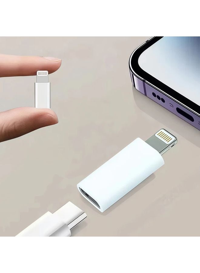 White USB C to Lightning Adapter 3 Pack High Speed Compatible with iPhone iPad - Image 2